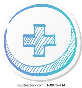 Plus sign icon in sticker color style. Symbol add bookmark medical health care ambulance