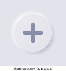 Plus sign icon, White Neumorphism soft UI Design for Web design, Application UI and more, Button, Vector.