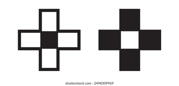Plus sign icons. Plus sign buttons. Vector illustration.