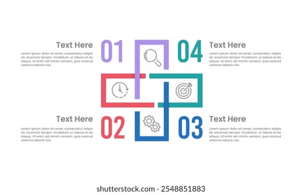 Plus Sign Infographic 4 Processes for Business. Presentation, Framework, Workflow and Strategy. Vector illustration.