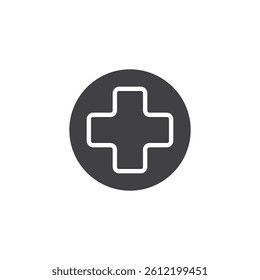 Plus sign inside a circle vector icon. filled flat sign for mobile concept and web design. Add, adding glyph icon. Symbol, logo illustration. Vector graphics