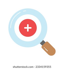 Plus sign inside the magnifier concept icon of zoom in, premium vector