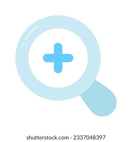 Plus sign inside the magnifier concept icon of zoom in, premium vector