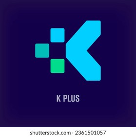 Más logotipo de la idea de combinación de signo y letra k plus. Transiciones de color únicas. Plantilla de logotipo de servicios médicos y de salud. vector.