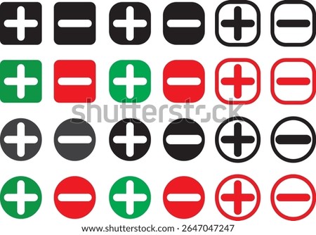 plus sign and minus sign icon set. Plus icon vector, plus minus icon vector symbol,.
