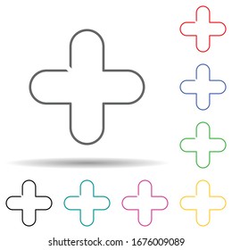Icono de conjunto multicolor de signo más. Línea delgada simple, contorno vectorial de iconos web para ui y ux, sitio web o aplicación móvil