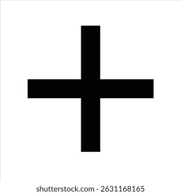 ícone de objeto de sinal de adição design de arte moderna em preto e branco com contorno em negrito 