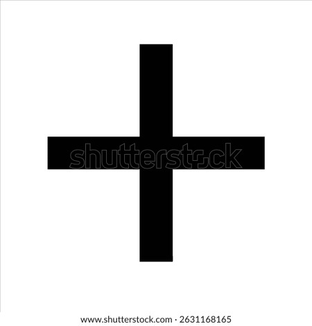 Plus sign object icon modern art design black and white with bold outline 