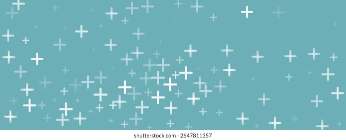 A plus sign on an abstract green background symbolising health, with elements of a hospital or medicine. Vector design for education, wallpaper or nature themes. Seamless graphic pattern.