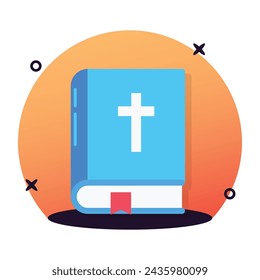 Signo más en un libro que representa concepto icono plano de libro sagrado, diseño de vector de libro religioso