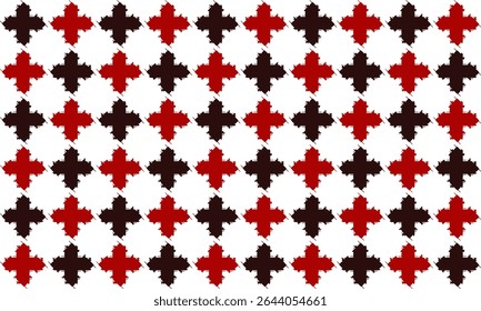Plus sign red and black line crossed into grid fence repeat pattern, replete image, design for fabric printing