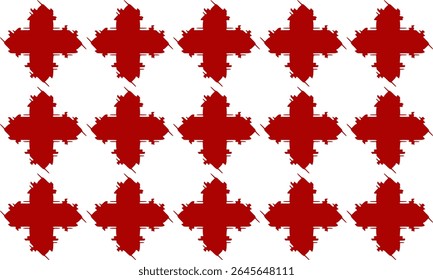 Plus sign red line crossed into grid fence repeat pattern, replete image, design for fabric printing