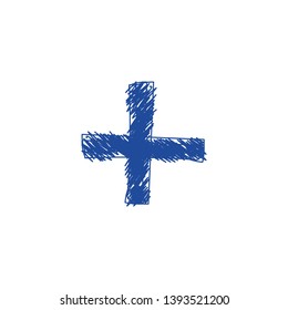 Plus sign scribble vector illustration