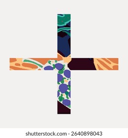 Plus sign Seguy Papillons art illustration, isolated vector element. 