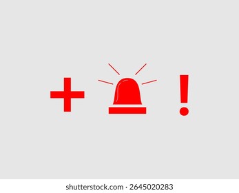 a plus sign a siren and an exclamation mark collectively indicating an emergency