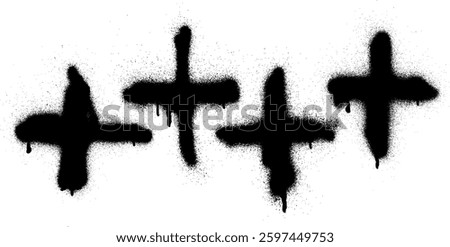 Plus Sign Spray Paint Stroke Vector Set
