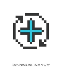 arte de pixels de símbolo de sinal de adição
