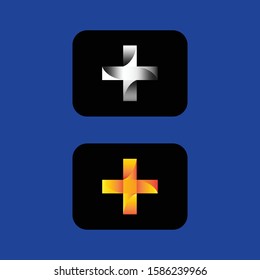 Plus sign vector illustration. Isolated on a blue background.
