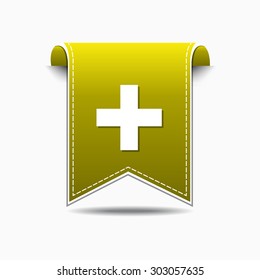 Plus Sign Yellow Vector Icon Design