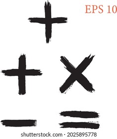 Además de las señales en forma de grunge - cruces diferentes. Más negro aislado en fondo transparente, ilustración vectorial, pincel negro 