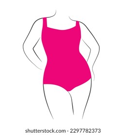 Más Sutil Para El Baño De Tamaño Para Adoptar Esas Curvas. ilustración de material vectorial de bañador.  Elementos de doodle para ropa interior de lencería y bikini, brassiere de belleza de la playa. 