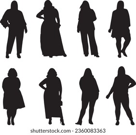 Plus Size Female Silhouette Vector Graphic Pack