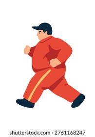 plus size man running in red tracksuit active lifestyle illustration