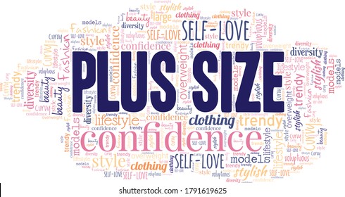 Plus size but proud word cloud isolated on a white background