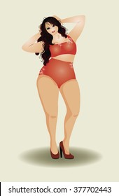 Plus size sexual girl, vector illustration