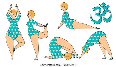 Plus size woman doing yoga exercises