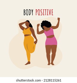 Plus size women illustration. Design for banner, flyer, advertising. Creative template. Vector illustration