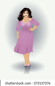 Plus size XXL girl, vector illustration