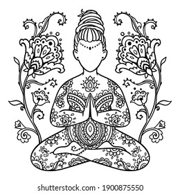 Plus size Yoga Girl Mandala. 