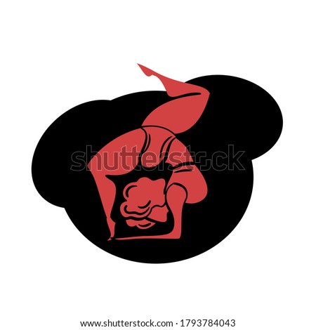 Plus size yoga woman, Lady with curly hair home workout body positive. Vector illustration. One leg bridge pose on elbows, Urdhva Dhanurasana Chakrasana, Upward Bow or Wheel pose. Fitness healthy life