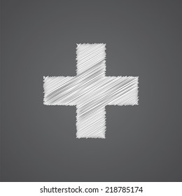 plus sketch logo doodle icon isolated on dark background 