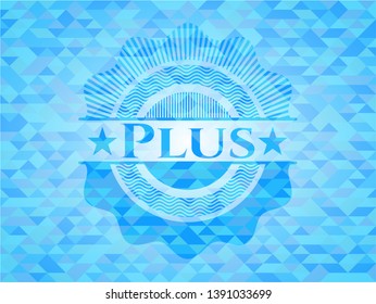 Plus sky blue emblem with mosaic background