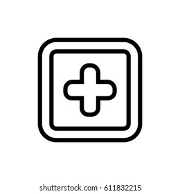 Plus in sqaure line icon