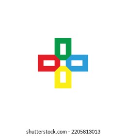 Plus, square, colorful geometric symbol simple logo vector
