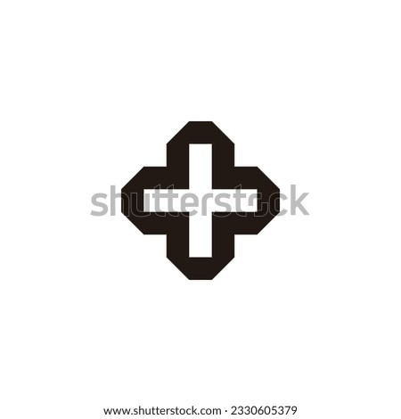 Plus, square, outline geometric symbol simple logo vector