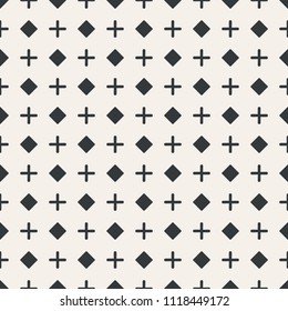 Plus & square symbo dot seamless pattern monochrome or two colors vector