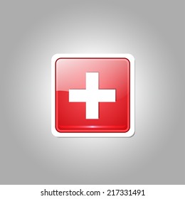 Plus Square Vector Red Web Icon Button