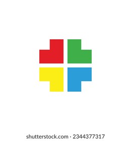 Plus, squares, colorful geometric symbol simple logo vector
