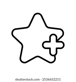 plus star icon. line vector isolated on white background. trendy and modern design