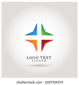 Plus and Star Logo. Symbol and Icon Vector Template
