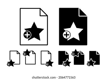 Plus star vector icon in file set illustration for ui and ux, website or mobile application