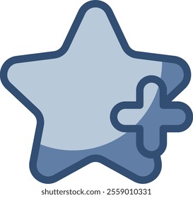 plus star vector icon, transparent background. replaceable blue color design