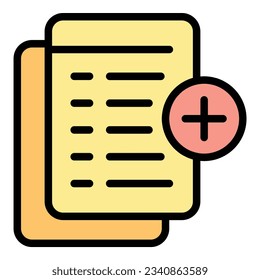 Plus study case icon outline vector. Business research. Success learning color flat