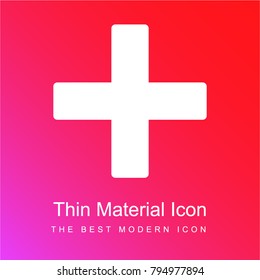 Plus symbol button red and pink gradient material white icon minimal design