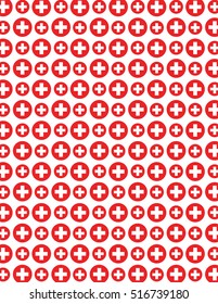 Plus symbol circle pattern over white background