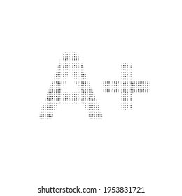 The A plus symbol filled with black dots. Pointillism style. Vector illustration on white background